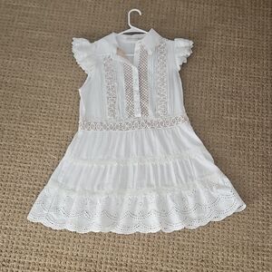 Alice + OLIVIA Meeko Embroidered Ruffle Sleeve Mini Dress.